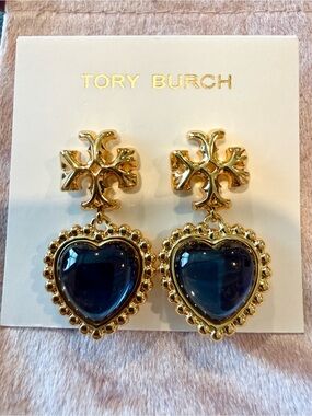 Tory Burch |  Gold Plated Heart Drop Earrings